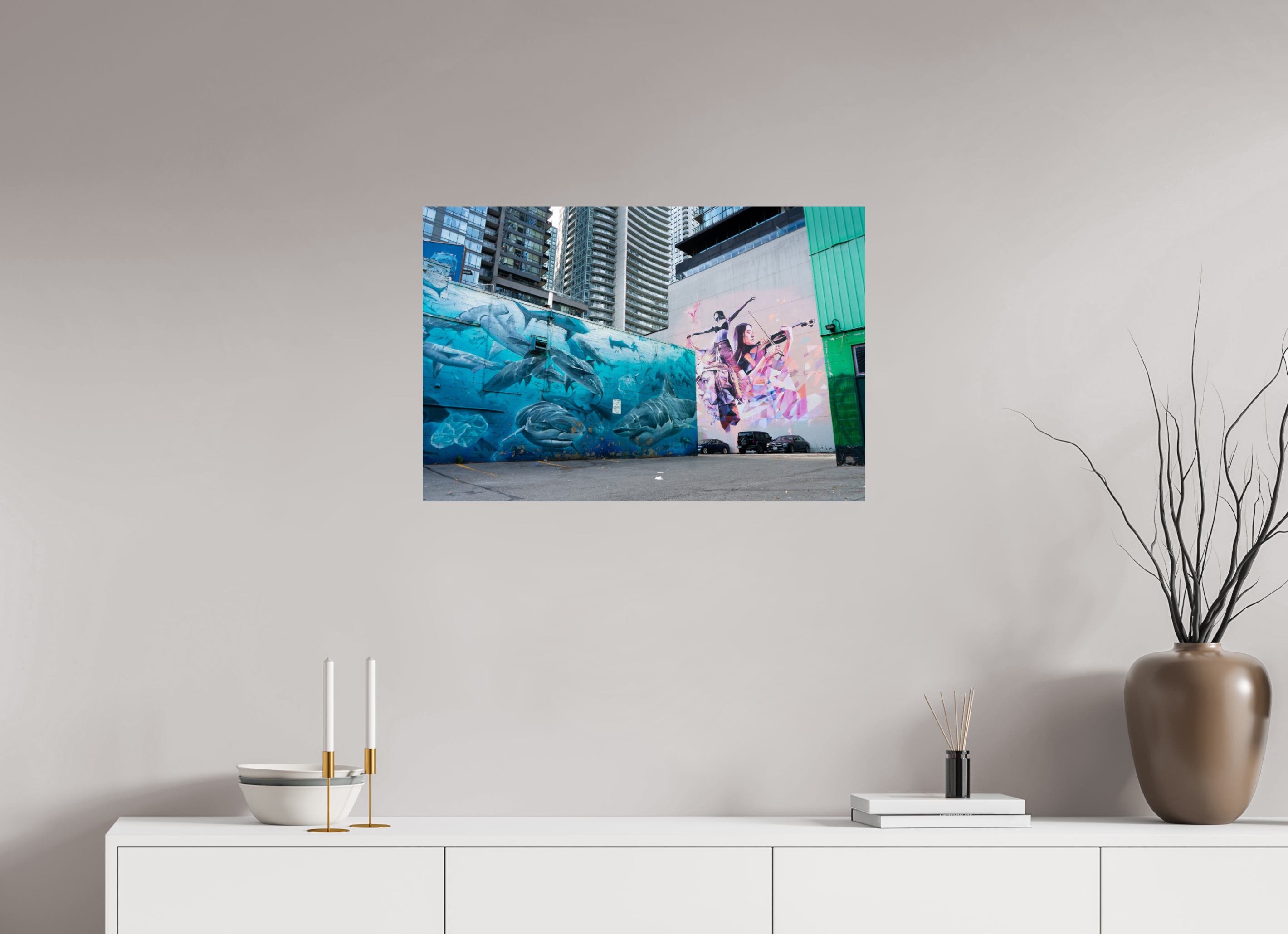 30 x 20″, Photo Print On Fuji Crystal DP II Sharks and dancers